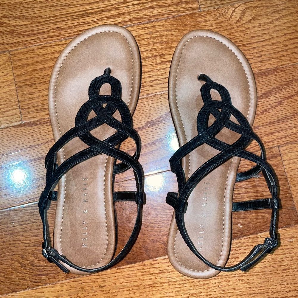 Kelly and Katie Paisly Sandal (Black Snake Print) Womens Size 7.5